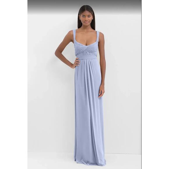BCBGMAXAZRIA Grecian Pleated Twist Blue Gray Maxi Gown Dress - Size XS - Picture 1 of 8